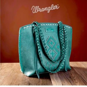 Montana West Wrangler Tribal Whipstitch Braided Strap Tote